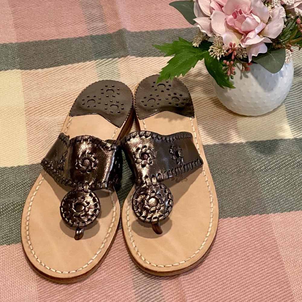 NEW RARE Jack Rogers Navajo Flats Sandals Pewter